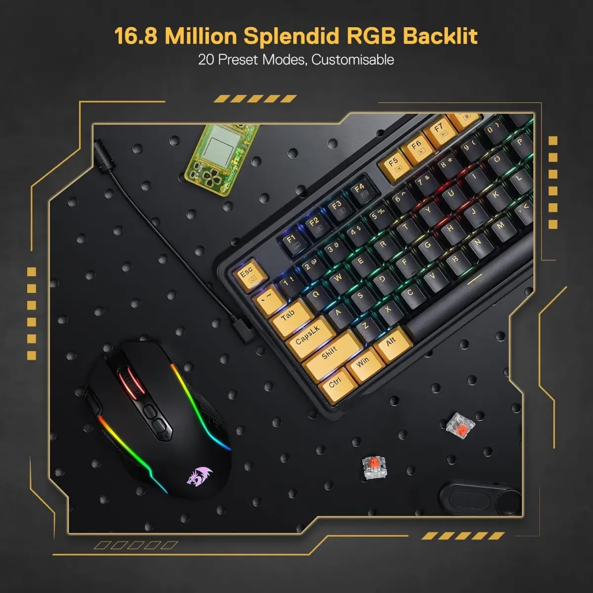 Redragon K649 ELF PRO 78% Gasket Wired RGB Mechanical Keyboard Upgraded Socket, Sound Absorbing Foams, Red Switch