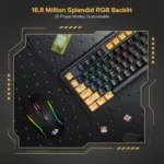 Redragon K649 ELF PRO 78% Gasket Wired RGB Mechanical Keyboard Upgraded Socket, Sound Absorbing Foams, Red Switch