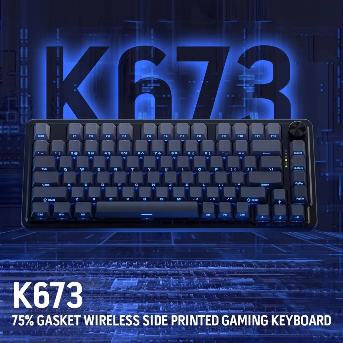 Redragon K673SP 75% Wireless Gasket RGB Gaming Mechanical Keyboard, 3-Modes w/Hot-Swap Socket, Dedicated Knob Control & 5-Layer Noise Dampening, Custom Linear Switch (Gradient Gray)