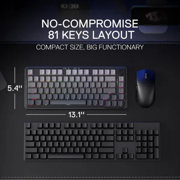 Redragon K673SP 75% Wireless Gasket RGB Gaming Mechanical Keyboard, 3-Modes w/Hot-Swap Socket, Dedicated Knob Control & 5-Layer Noise Dampening, Custom Linear Switch (Gradient Gray)