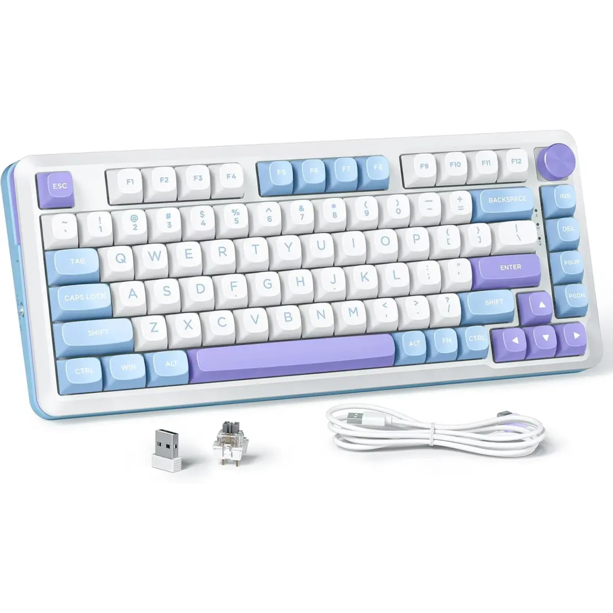 Redragon K681WBP Cyrus Pro RGB Dual Mode Wireless 2.4G, Bluetooth & Wired 75% Gasket Hot-Swappable Mechanical Keyboard With Knob