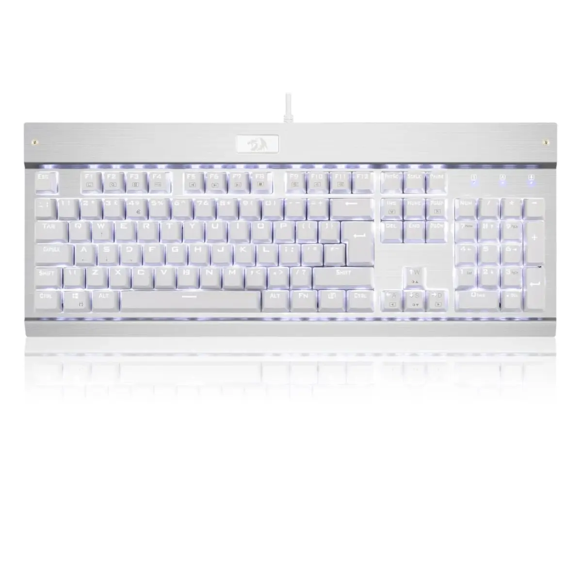 Redragon KG010 UK Gaming Mechanical Keyboard - Brown Switch - White Led (White)