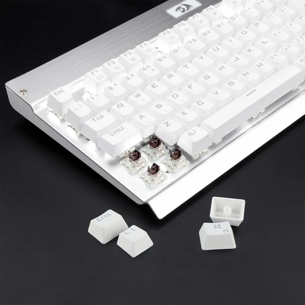 Redragon KG010 UK Gaming Mechanical Keyboard - Brown Switch - White Led (White)