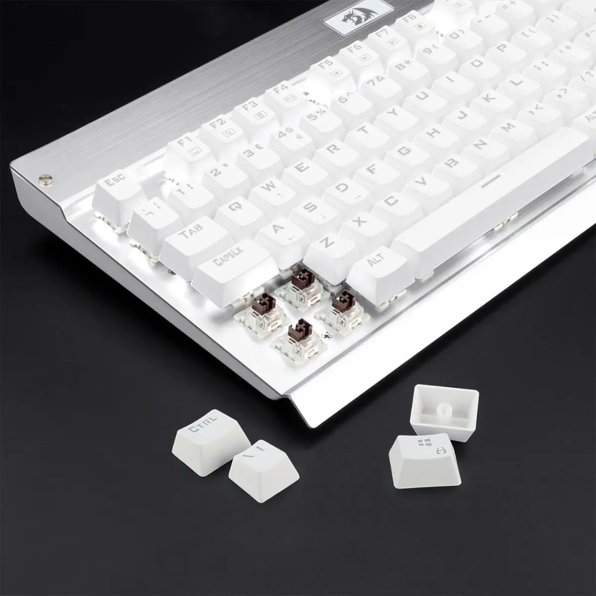 Redragon KG010 UK Gaming Mechanical Keyboard - Brown Switch - White Led (White)