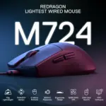 Redragon M724 Wired Gaming Mouse, 42G Ultra-Light Optical 12,400 DPI (Black)