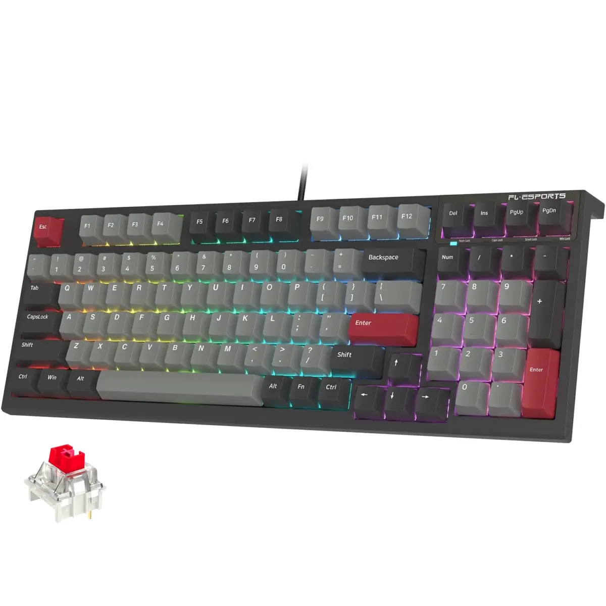 FL ESPORTS FL980 96% RGB Gaming Mechanical Keyboard Hot Swappable Kailh Box Red Switch - Programmable, Durable PBT Keycaps