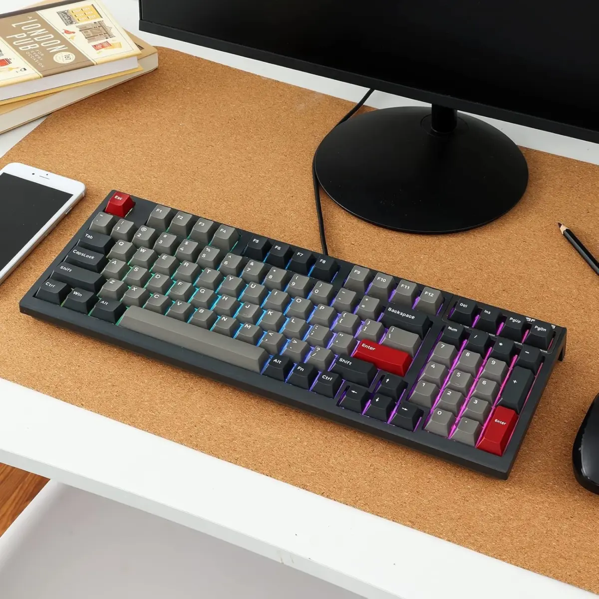 FL ESPORTS FL980 96% RGB Gaming Mechanical Keyboard Hot Swappable Kailh Box Red Switch - Programmable, Durable PBT Keycaps