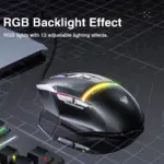 AULA S12 Pro RGB Gaming Mouse, 12800 DPI Optical Sensor, 1000Hz Polling Rate, 8 Programmable Buttons, Software Supports Rapid Fire Button