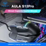 AULA S12 Pro RGB Gaming Mouse, 12800 DPI Optical Sensor, 1000Hz Polling Rate, 8 Programmable Buttons, Software Supports Rapid Fire Button