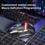 AULA S12 Pro RGB Gaming Mouse, 12800 DPI Optical Sensor, 1000Hz Polling Rate, 8 Programmable Buttons, Software Supports Rapid Fire Button