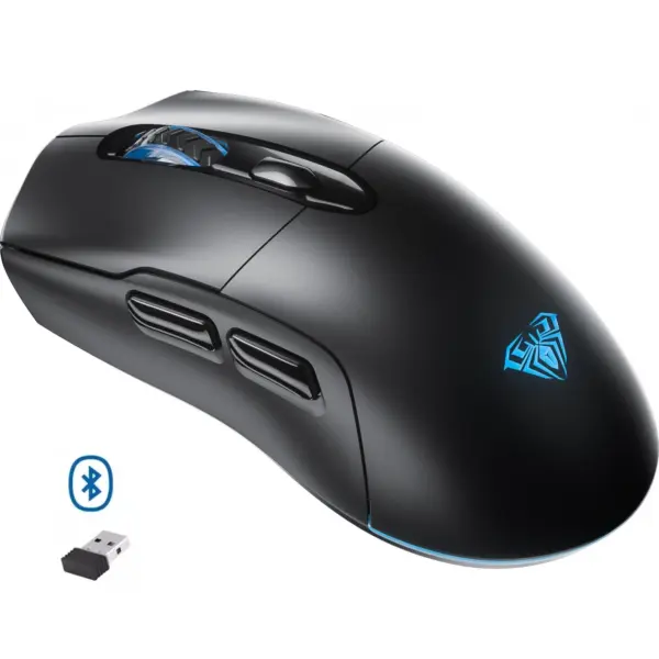 AULA SC525 Wireless,Bluetooth RGB Gaming Mouse - Optical Sensor 4,600 DPI With Gripe Tape (Black)