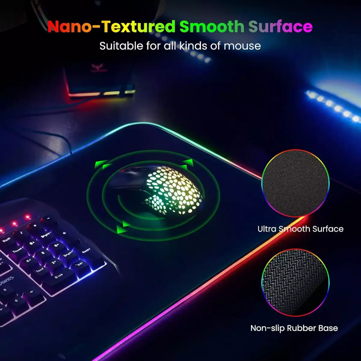 BladeHawks BX04 RGB Gaming Mouse Pad - Size 800 X 300 X 4 MM (Black)