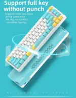 Captor KT68 RGB Gaming Mechanical Keyboard - HotSwappable Sea Salt Switch Linear - PBT Keycaps - Volume Knob
