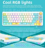 Captor KT68 RGB Gaming Mechanical Keyboard - HotSwappable Sea Salt Switch Linear - PBT Keycaps - Volume Knob