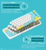 Captor KT68 RGB Gaming Mechanical Keyboard - HotSwappable Sea Salt Switch Linear - PBT Keycaps - Volume Knob
