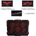 CoolCold Laptop Cooler with 6 Quiet Led Fans for 15.6-17 Inch Laptop Cooling Fan Stand, Portable Ultra Slim