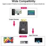 DisplayPort to HDMI 4K Adapter, Displayport Male HDMI Female DP to HDMI Adapter for 4K TV HDTV Monitors Portable Projectors etc