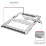 Hama Laptop Stand Aluminium Devices up to max 40 cm (15.6 Inches), Height 7 cm, Non-Slip, Foldable, Optimal Laptop Ventilation, Notebook Stand, Silver