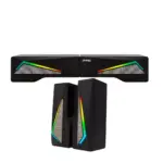 JeDEL S550 Wired Rainbow Desktop Speakers Soundbar 6W - 2.0 Channel Stereo - USB Powered + 3.5mm Cable