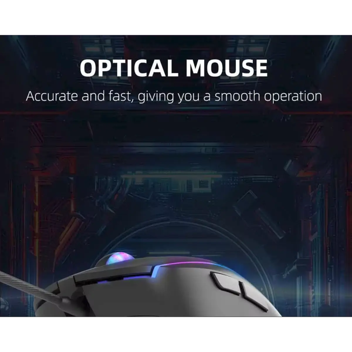 Jertech SHOOTER XP14 RGB Gaming Mouse - Optical Sensor 3600 DPI - 1000 Hz Polling Rate - Braided Cable
