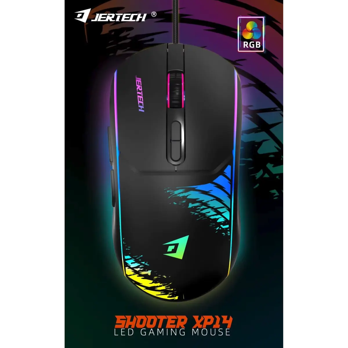 Jertech SHOOTER XP14 RGB Gaming Mouse - Optical Sensor 3600 DPI - 1000 Hz Polling Rate - Braided Cable