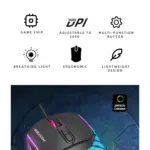 Jertech SHOOTER XP14 RGB Gaming Mouse - Optical Sensor 3600 DPI - 1000 Hz Polling Rate - Braided Cable