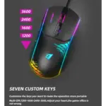 Jertech SHOOTER XP14 RGB Gaming Mouse - Optical Sensor 3600 DPI - 1000 Hz Polling Rate - Braided Cable