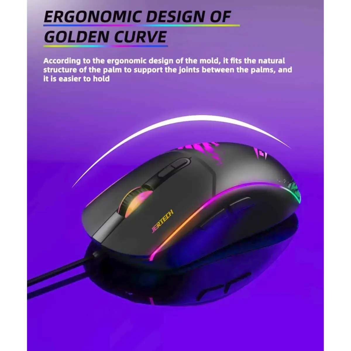 Jertech SHOOTER XP14 RGB Gaming Mouse - Optical Sensor 3600 DPI - 1000 Hz Polling Rate - Braided Cable