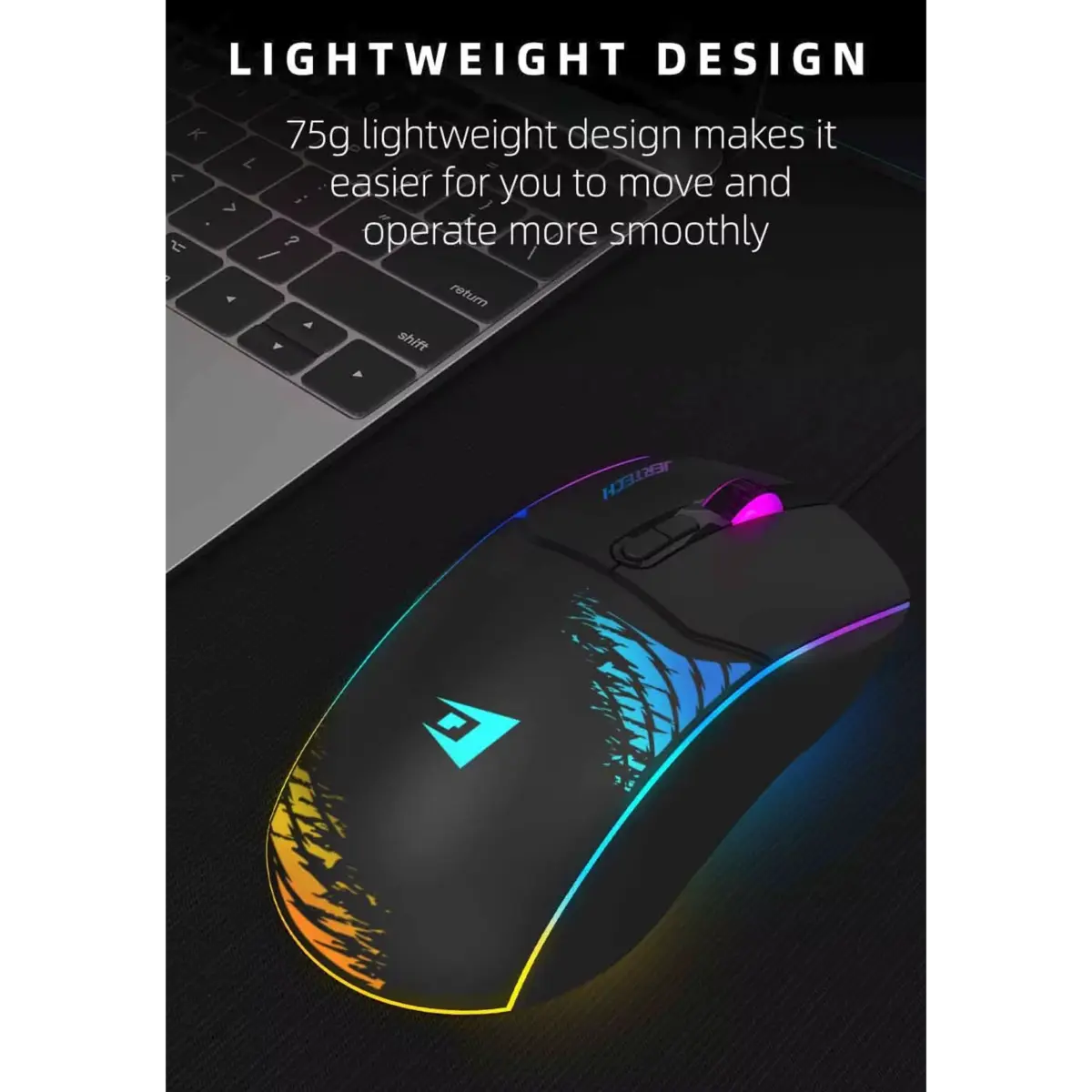 Jertech SHOOTER XP14 RGB Gaming Mouse - Optical Sensor 3600 DPI - 1000 Hz Polling Rate - Braided Cable