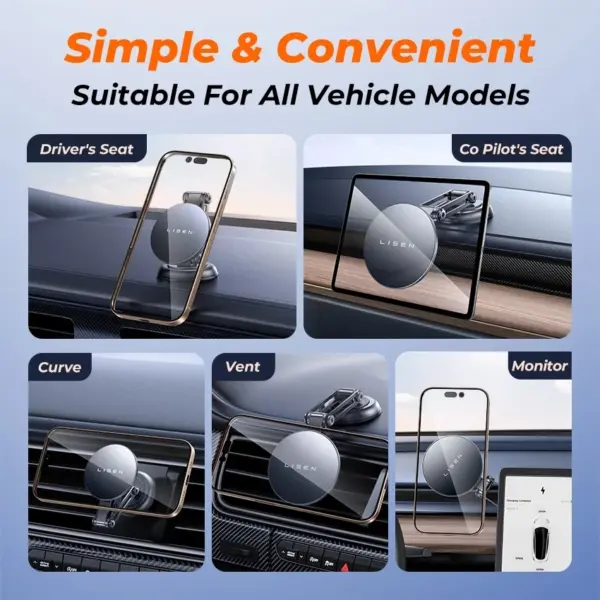 LISEN Magnetic Car Phone Mount 360° Rotatable Foldable Metal Holder
