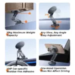 LISEN Magnetic Car Phone Mount 360° Rotatable Foldable Metal Holder