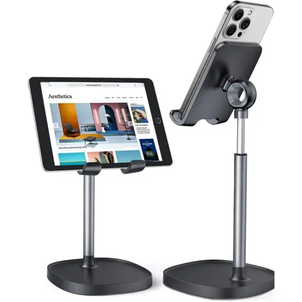 LISEN Tablet & Phone Stand Adjustable for iPhone Phone Holder for Desk, Office Desk Accessories Computer PC for iPhone Stand Gaming Essentials Fit Otterbox Case Phones Switch Kindle iPad Air Tablet 4-10in