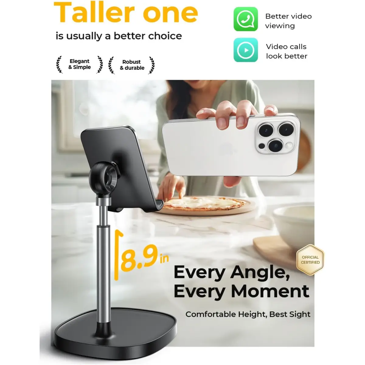 LISEN Tablet & Phone Stand Adjustable for iPhone Phone Holder for Desk, Office Desk Accessories Computer PC for iPhone Stand Gaming Essentials Fit Otterbox Case Phones Switch Kindle iPad Air Tablet 4-10in