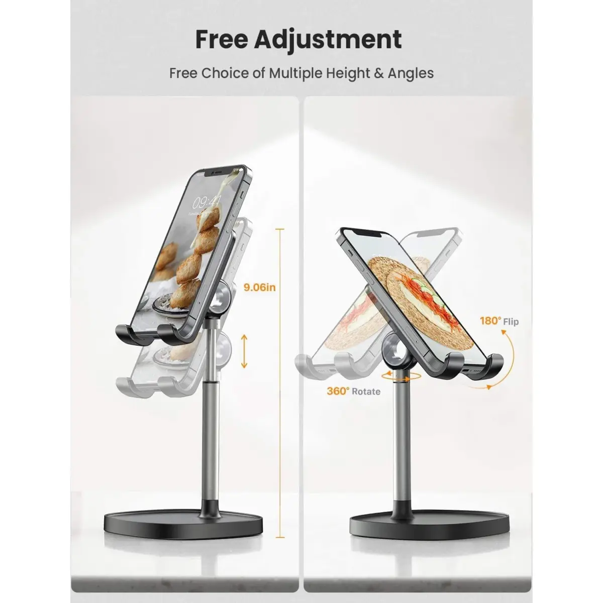 LISEN Tablet & Phone Stand Adjustable for iPhone Phone Holder for Desk, Office Desk Accessories Computer PC for iPhone Stand Gaming Essentials Fit Otterbox Case Phones Switch Kindle iPad Air Tablet 4-10in
