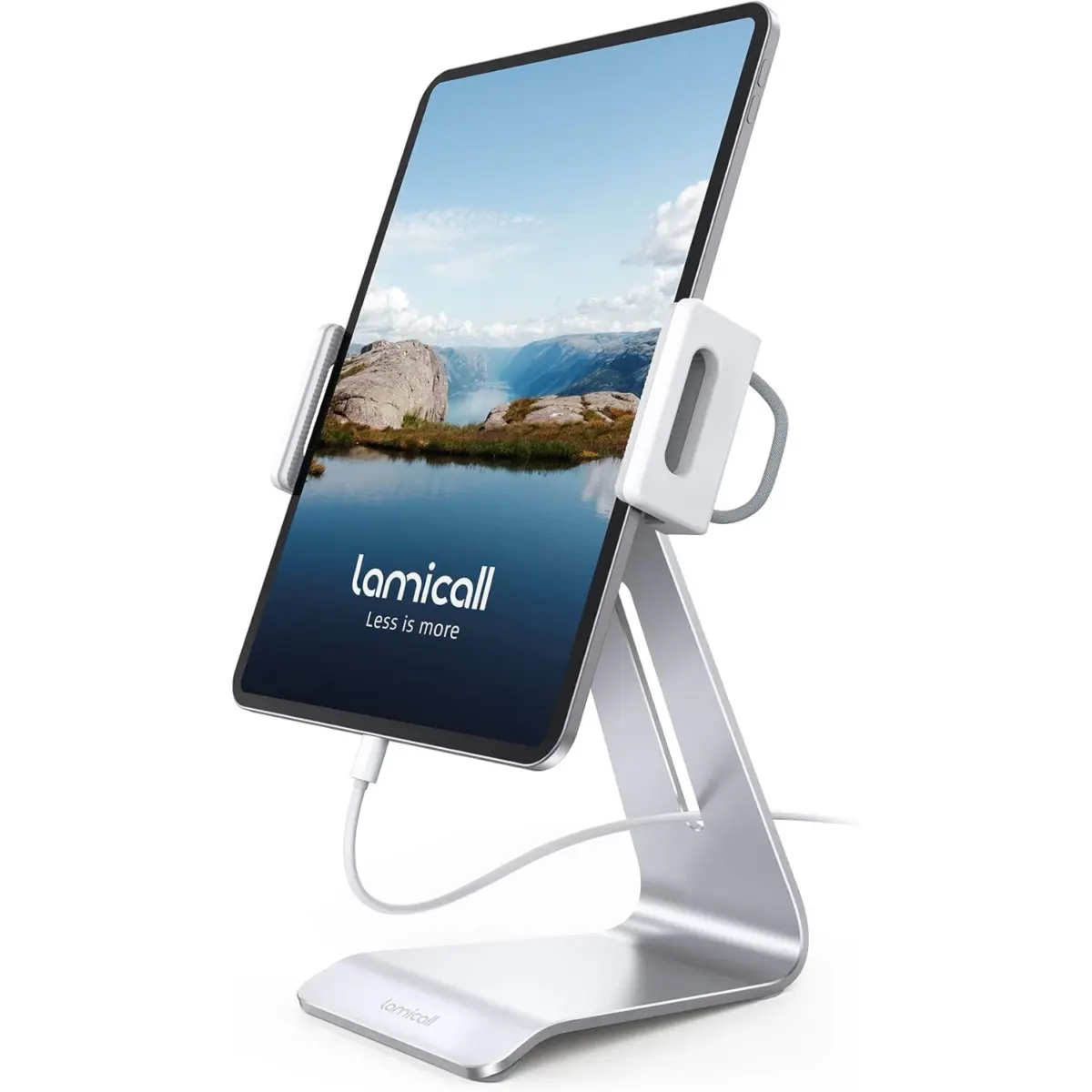 Lamicall Tablet Stand, Adjustable Tablet Holder - Universal 360 Rotation Holder, Stand for Phone, and Tablet with 4.7-13 Inch (Silver)