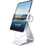 Lamicall Tablet Stand, Adjustable Tablet Holder - Universal 360 Rotation Holder, Stand for Phone, and Tablet with 4.7-13 Inch (Silver)