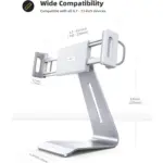 Lamicall Tablet Stand, Adjustable Tablet Holder - Universal 360 Rotation Holder, Stand for Phone, and Tablet with 4.7-13 Inch (Silver)