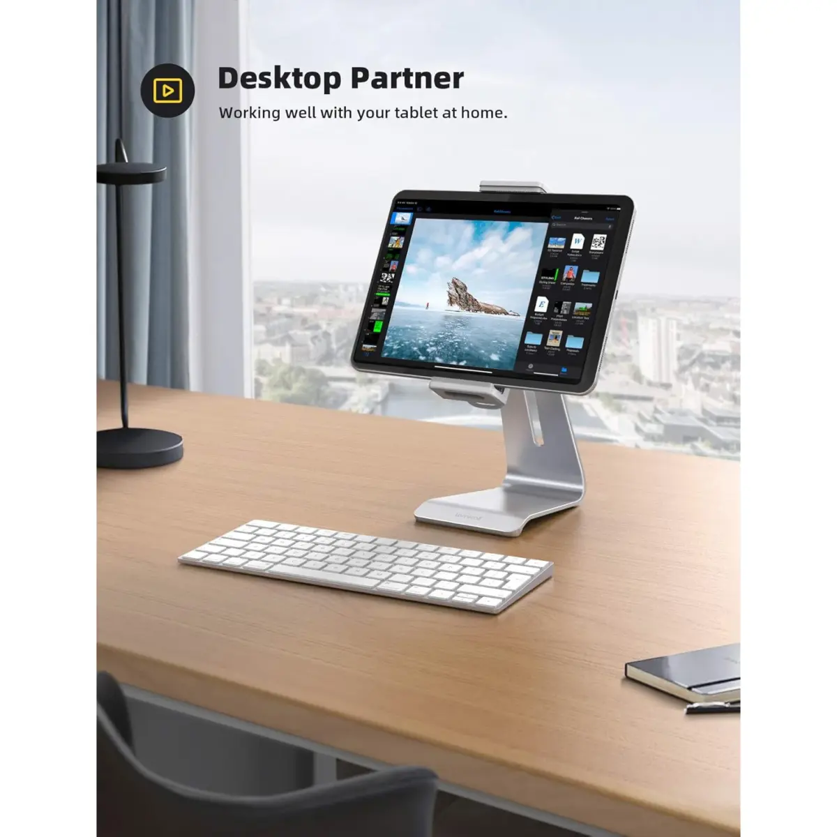 Lamicall Tablet Stand, Adjustable Tablet Holder - Universal 360 Rotation Holder, Stand for Phone, and Tablet with 4.7-13 Inch (Silver)