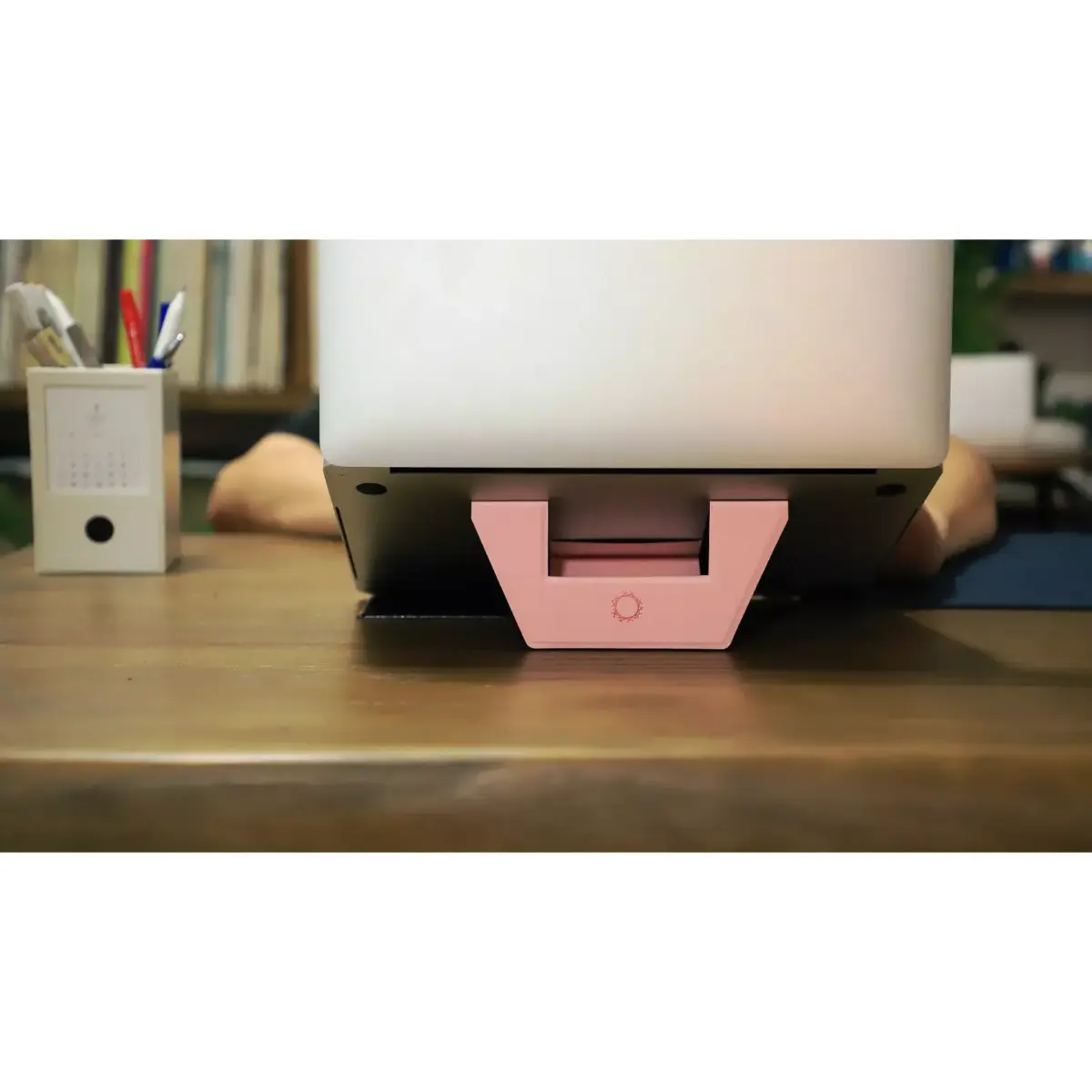 Leather Foldable laptop, Tablet Stand with Magnatic (Rose)