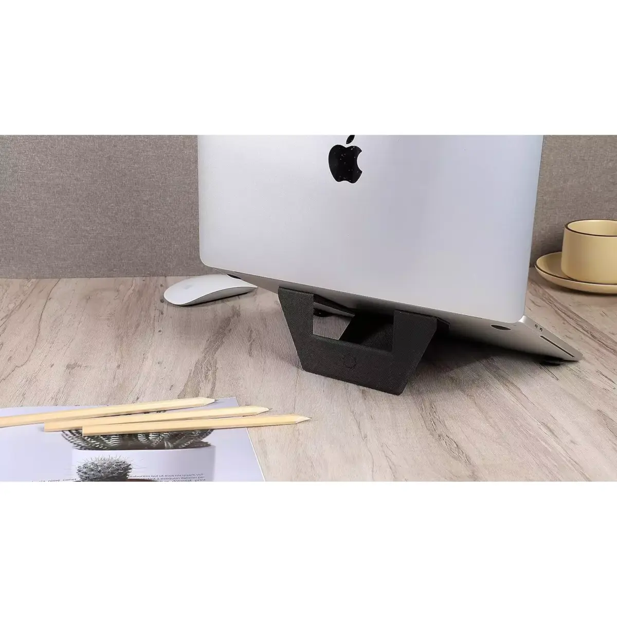 Leather Foldable laptop, Tablet Stand with Magnatic (Black)