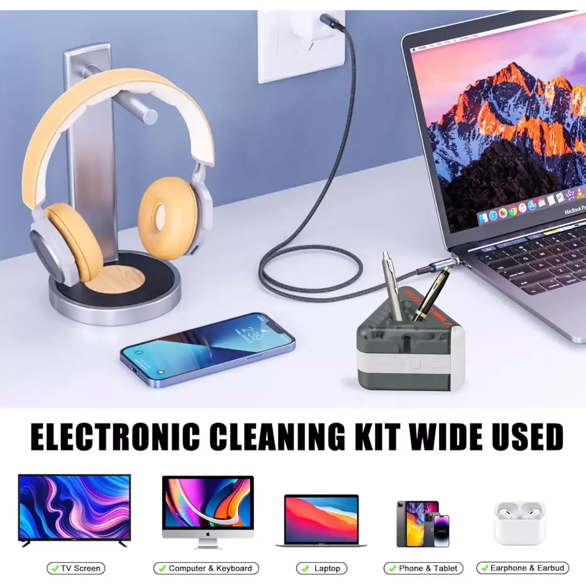 Q6C Electronic Cleaner Kit, Keyboard Cleaner Kit with Brush for Airpods Pro, Keyboard, Laptop, Phone, PC Monitor