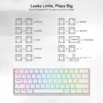 REDRAGON K530W Draconic PRO RGB 60% Gaming Wireless,Bluetooth & Wired Mechanical Keyboard - Brown Switches - White