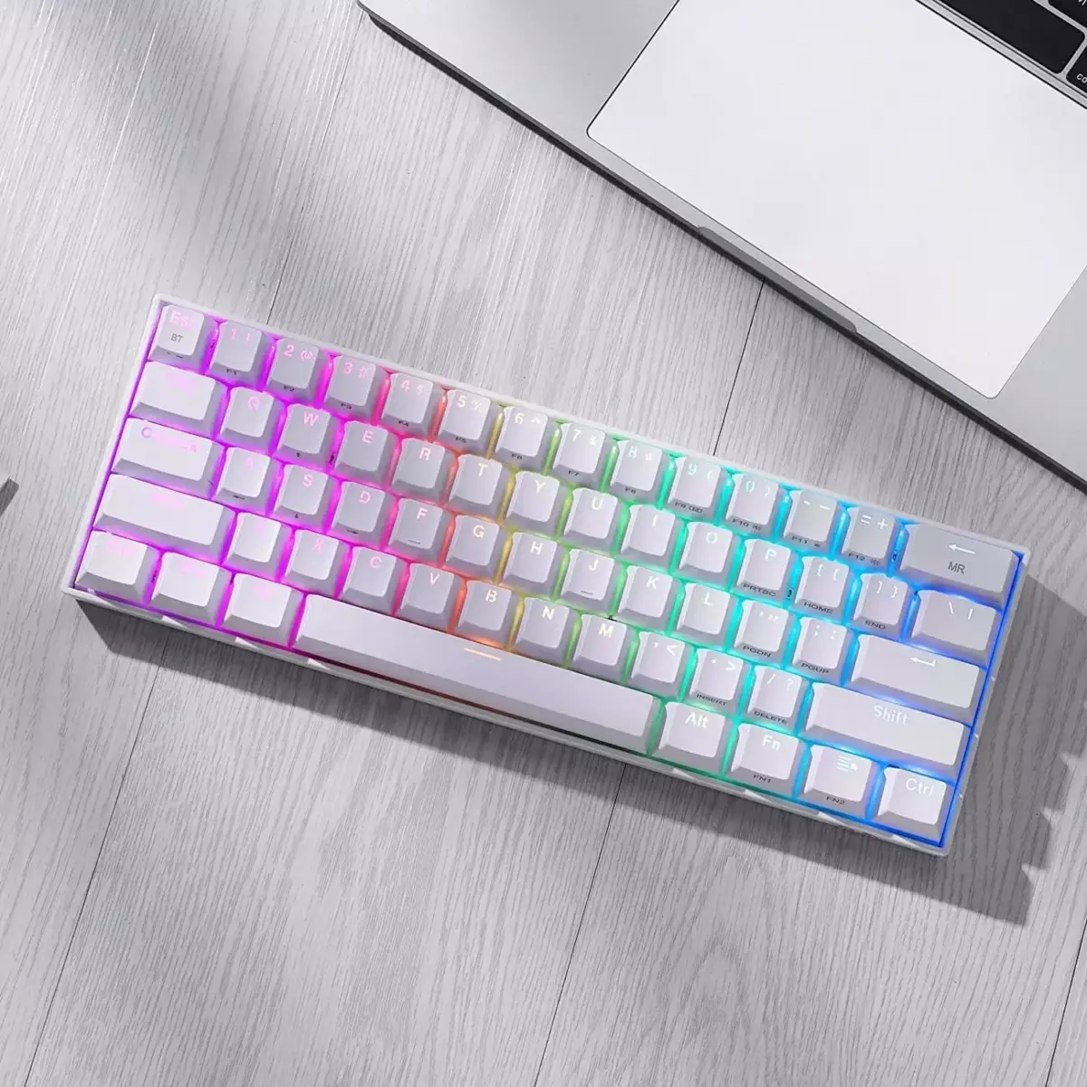 REDRAGON K530W Draconic PRO RGB 60% Gaming Wireless,Bluetooth & Wired Mechanical Keyboard - Brown Switches - White