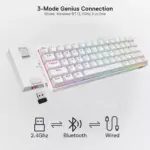 REDRAGON K530W Draconic PRO RGB 60% Gaming Wireless,Bluetooth & Wired Mechanical Keyboard - Brown Switches - White