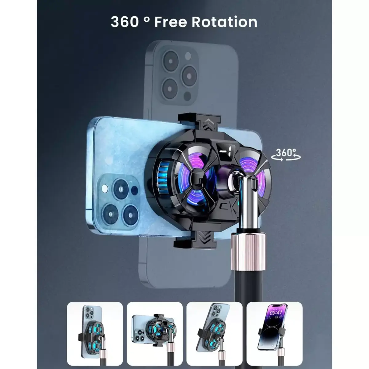 SL07 Phone Cooler Gaming Fan, Gaming, Dual Turbo Fan With Digital Display & Adjustable Clip Claw Design, 3 Speed Adjustable
