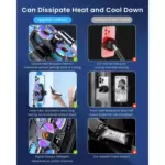 SL07 Phone Cooler Gaming Fan, Gaming, Dual Turbo Fan With Digital Display & Adjustable Clip Claw Design, 3 Speed Adjustable