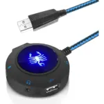SVYHUOK SK-280 USB Sound Card HUB 2 Port USB , Port For Microphone, Port for Headphone, Port works for Headset and Microphone