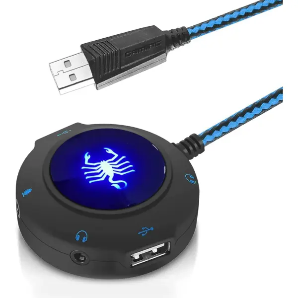 SVYHUOK SK-280 USB Sound Card HUB 2 Port USB , Port For Microphone, Port for Headphone, Port works for Headset and Microphone