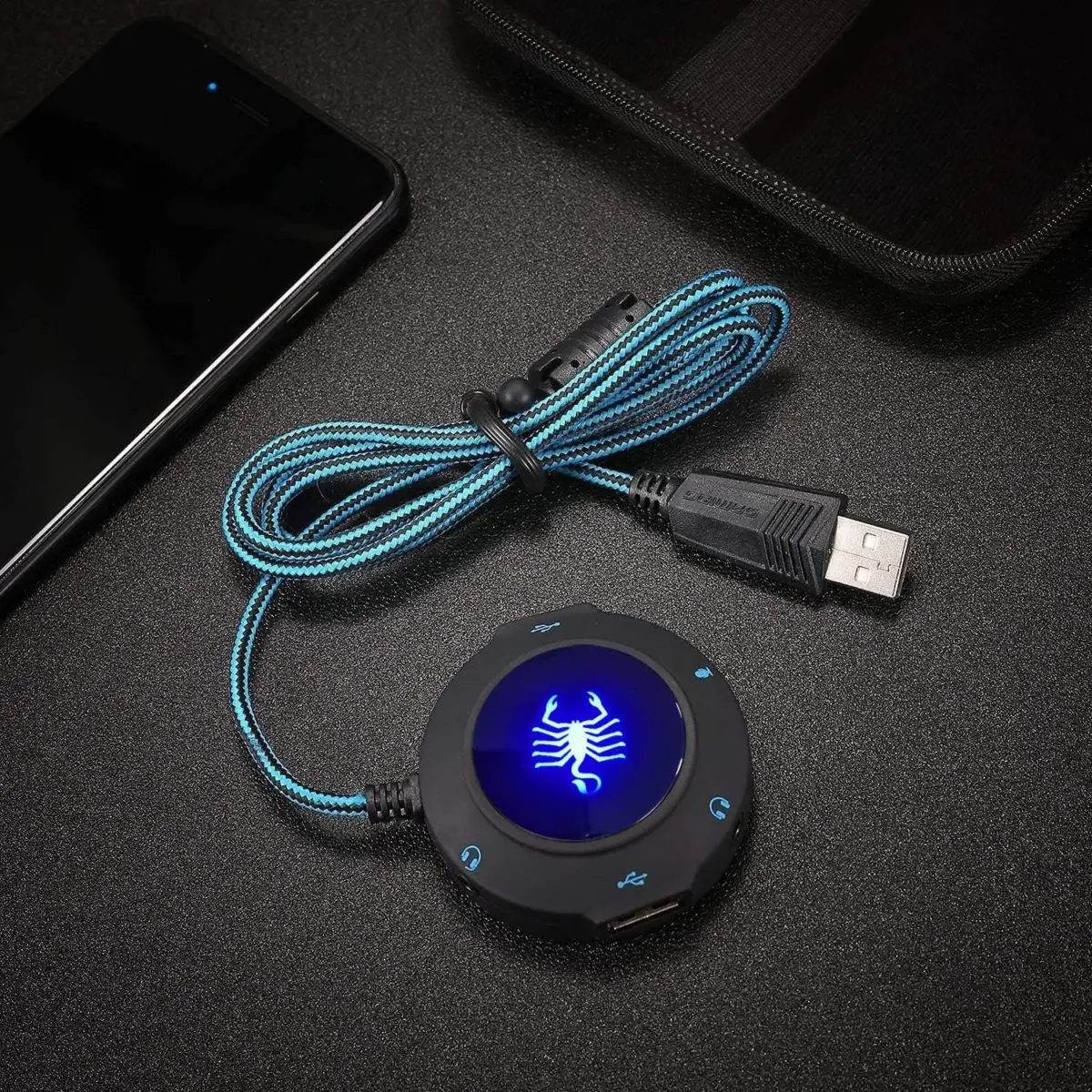 SVYHUOK SK-280 USB Sound Card HUB 2 Port USB , Port For Microphone, Port for Headphone, Port works for Headset and Microphone
