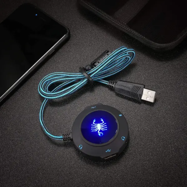 SVYHUOK SK-280 USB Sound Card HUB 2 Port USB , Port For Microphone, Port for Headphone, Port works for Headset and Microphone